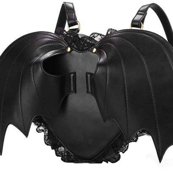 Women Punk Backpack Novelty Bat Wing Daypack Purse Gothic Lace Shoulder Bag - Picture 1 of 5